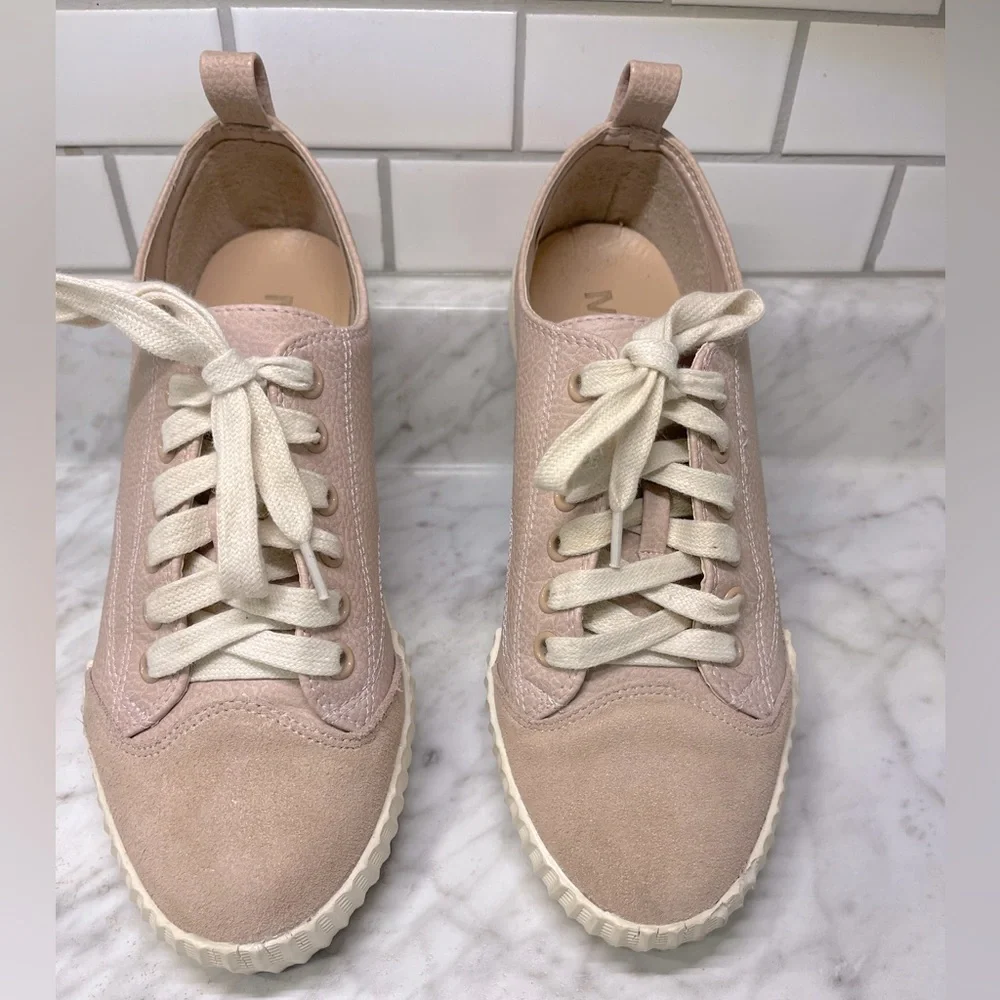 Mia Light pink/peach leather & suede, lace up shoes/loafers, gentle worn, size 7 - Picture 1 of 5